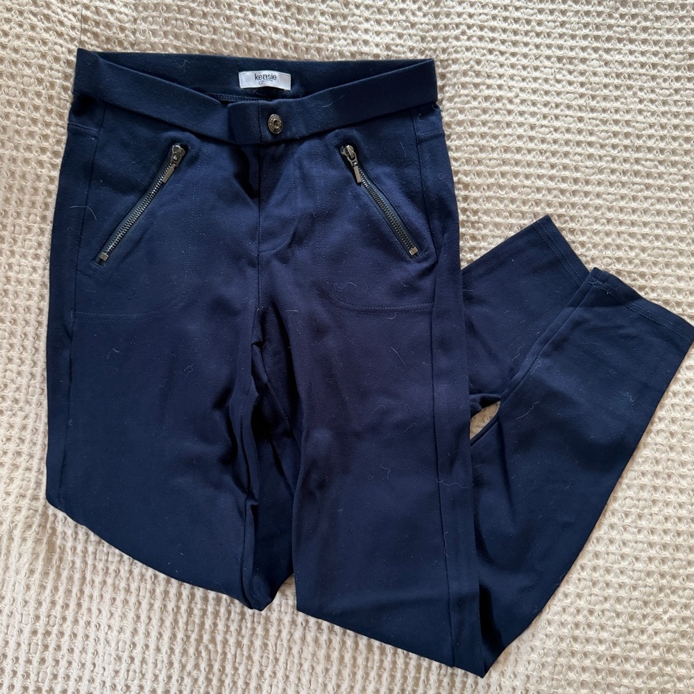Kensie Navy Skinny Pants with Zipper Details